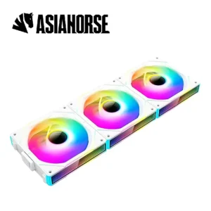 ASIAHORSE DAWN FS ARGB 120mm PWM Fans 3-Pack – Forward White, Daisy-Chain Design, 800-2000RPM, 80CFM Airflow, FDB Bearing, 24 ARGB LEDs, 50,000h Lifespan (Copy)