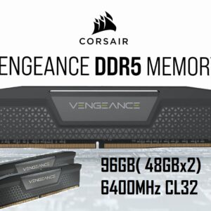 CORSAIR VENGEANCE DDR5 RAM 96GB (2x48GB) 6400MHz CL32 1.4V Intel XMP iCUE Compatible Computer Memory – Black / CMK96GX5M2B6400C32