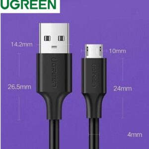 UGreen USB 2.0 A To Micro USB Cable Nickel Plating – 1m (Black) – Charging & Data transfer for Smartphones ,Tablets and Cameras