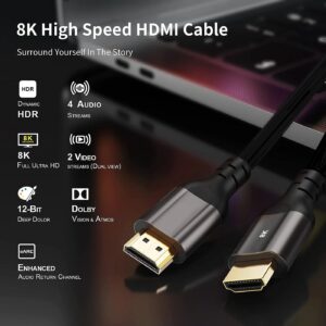 NCTS 8K HDMI to HDMI Cable , 48Gbps Ultra High Speed 3D Support 8K@60 4K@120 144Hz , Feature Dynamic HDR, eARC, Dolby Atmos – HDMI Cables for Monitors, HDTV, Projectors | 1.5 meters