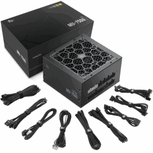 Segotep MU-750G 750W PSU Kunlun 80 Plus Gold Certification ATX 3.0 & PCIe 5.0 Full Modular Power Supply Active PFC FDB Fan LLC pro + DC-DC Framework – BLACK