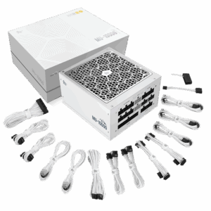 Segotep MU-1000G 1000W PSU Kunlun 80 Plus Gold Certification ATX 3.0 & PCIe 5.0 Full Modular Power Supply Active PFC FDB Fan LLC Pro + DC-DC Framework – WHITE