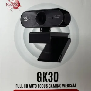 BLOODY GK30 FHD 1080P Gaming Webcam – Auto Focus, Digital Mic, Low-Light Performance, 360° Rotation, Tripod Compatible, Privacy Cover – USB 2.0 – Black