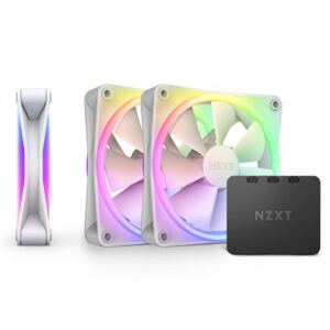 NZXT F120RGB Duo – 120mm Dual-sided RGB Fan – Triple Pack (White) w/RGB Controller