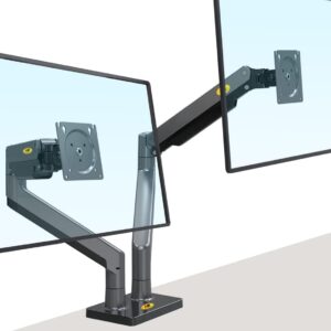 Dual Monitor, 22”-32”, Arm Ultra Wide Full Motion Swivel Mount with Gas Spring, Load Capacity from 2 to 15 Kg Each Height Adjustable Stand G35