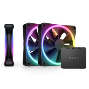 NZXT F120 RGB Duo Triple Pack – 3 x 120mm Dual-Sided RGB Fans with RGB Controller – BLACK