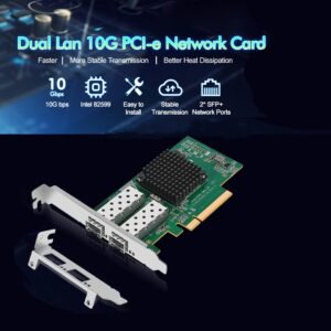 10Gb Dual LAN SFP PCI-e Network Card, Intel 82599(X520-DA2) Controller, 10Gbps Ethernet Adapter, 2 x 10Gbe SFP Port, 10G NIC Card, Support Windows/Windows Server/Linux/VMware