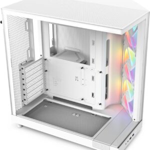 NZXT H6 FLOW RGB Compact Dual-Chamber Mid-Tower Airflow Case, White, CC-H61FW-R1
