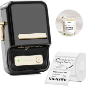 NIIMBOT B21S Smart Label Printer – Bluetooth Thermal Label Maker, Portable, 2-Inch Wide, Rechargeable Battery, Compatible with Android/PC – Black