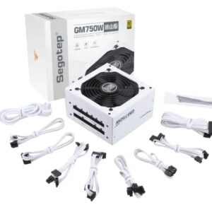Segotep GM750W 750W Power Supply, 80 Plus Gold Full Modular PCIe 5.0 & ATX 3.0 Gaming PSU For NVIDIA RTX 20/30/40 Series & AMD GPU, 120mm Silent FDB Fan – WHITE