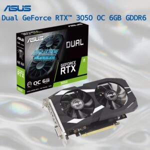 ASUS Dual NVIDIA GeForce RTX 3050 6GB OC Edition Gaming Graphics Card – PCIe 4.0, 6GB GDDR6 Memory, HDMI 2.1, DisplayPort 1.4a, 2-Slot Design, Axial-tech Fan Design, 0dB Technology, Steel Bracket