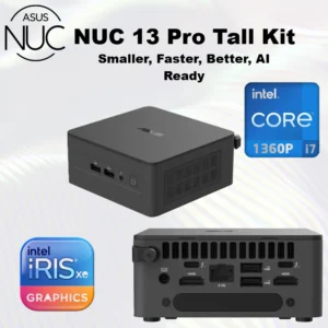 ASUS NUC 13 Pro Tall Kit RNUC13ANHI70003 – Barebone – Mini PC – Core i7 1360P – 0GB RAM – Intel Iris Xe Graphics – Bluetooth 5.3, Wi-Fi 6E, 1GbE, 2.5GbE | RNUC13ANHI70003