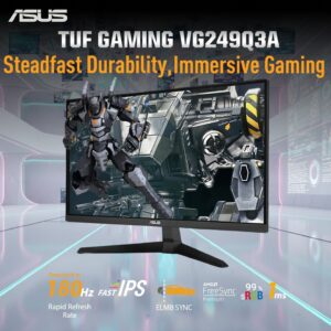 ASUS TUF Gaming VG249Q3A 24″ FHD Fast IPS 180Hz Gaming Monitor – 1ms GTG, FreeSync Premium, ELMB, Variable Overdrive, 99% sRGB, Shadow Boost, Dual HDMI, DisplayPort, Speakers | 6 MONTHS WARRANTY