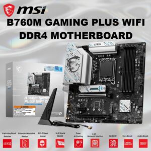 MSI B760M Gaming Plus WiFi DDR4 Motherboard – Intel 14th/13th/12th Gen Support, Wi-Fi 6E, 2.5G LAN, PCIe 4.0, Dual M.2, DDR4 5333+ MHz, Audio Boost, mATX, Core Boost Power Design | 1 YEAR WARRANTY