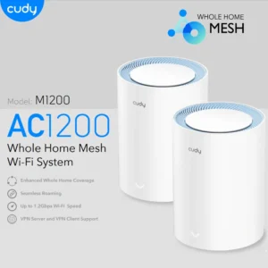 Cudy M1200 2-Pack AC1200 Whole Home Mesh 4-Stream Dual-Band WiFi Router & Range Extender;  2× Fast Ethernet Ports ; MU-MIMO, Beamforming 2 ; VPN Server and Client | 2 PCS WHITE | NO WARRANTY