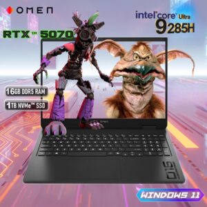 HP OMEN Slim Gaming 16-an000 Intel® Core Ultra 9 285H | 16GB DDR5 RAM , 1TB NVMe SSD | RTX 5070 (8GB) | 16-inch WQXGA 240Hz 3ms IPS Display | Backlit Keyboard | Windows 11 | Shadow Black