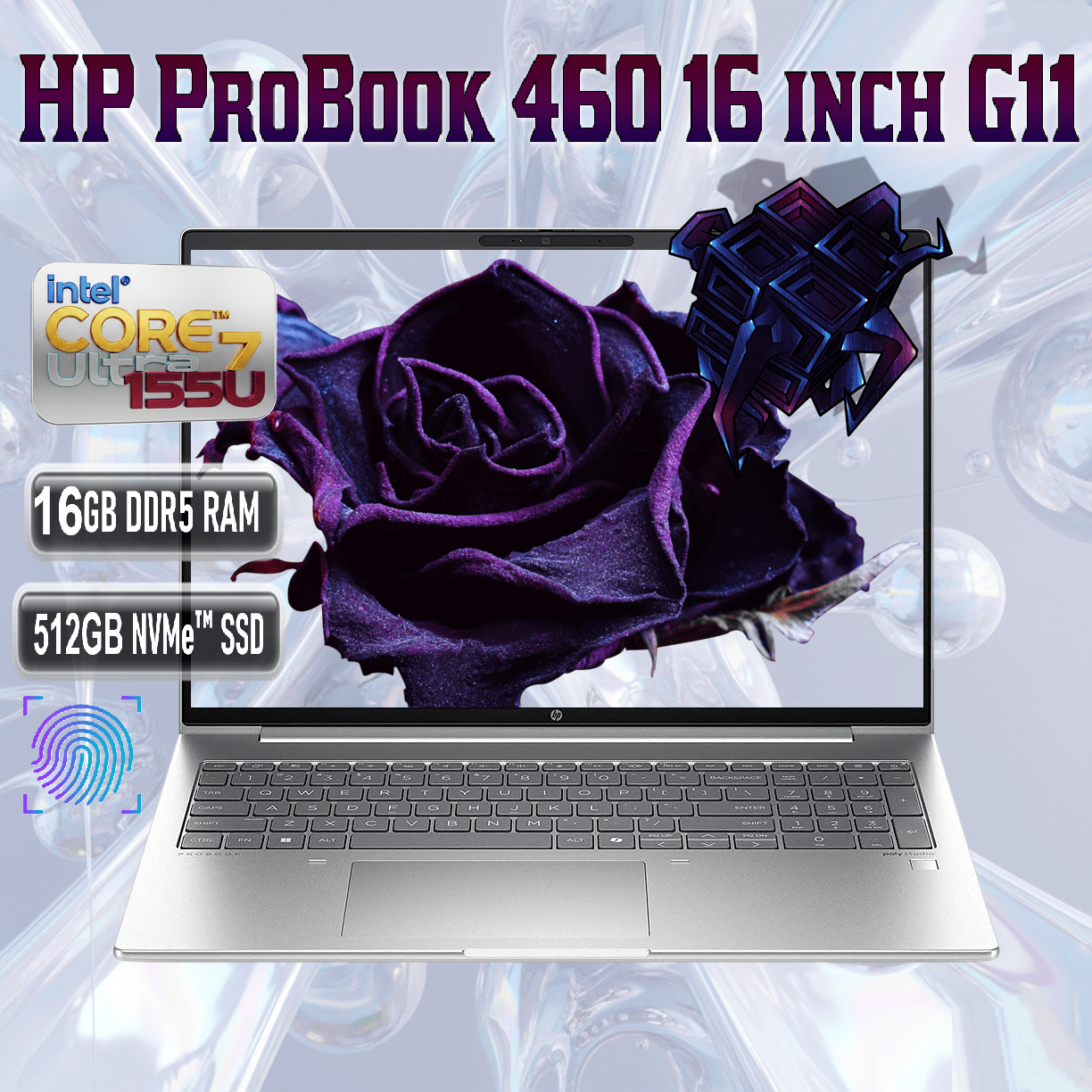 HP ProBook 460 16 inch G11 : Intel® Core Ultra 7 155U | 16GB DDR5 RAM ; 512GB NVMe SSD | 16-inch WUXGA IPS Display | Intel® Graphics | Backlit Keyboard | DOS | PIKE SILVER ~ A38BHET