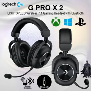 Logitech G Pro X 2 LIGHTSPEED Wireless Gaming Headset with Mic – 50mm Graphene Drivers, DTS 7.1, Blue VO!CE Mic, 50H Battery, Multi-Device Bluetooth / 2.4GHz  / USB /3.5mm Aux,  3.5mmLogitech G PRO X 2 Lightspeed , for Windows PS4/PS5/PC/Nintendo Switch | Black
