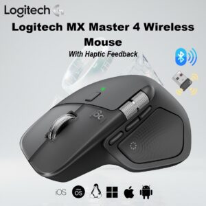 Logitech MX Master 4 Wireless Mouse With Haptic Feedback, MagSpeed Scrolling, 8K DPI Any Surface Tracking, Multi-Device Connectivity, USB-C Fast Charging, Bluetooth, for Windows, MacOS | Graphite