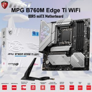 MSI MPG B760M Edge Ti WiFi DDR5 mATX Motherboard – Intel 14th/13th/12th Gen, PCIe 5.0, 3x M.2 Gen4, Wi-Fi 6E, 2.5G LAN, DDR5 7800+(OC), Mystic Light RGB, Core Boost Power Design | 1 YEAR WARRANTY
