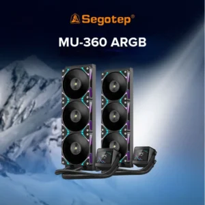 Segotep MU360 ARGB Liquid Cooler – 360mm Radiator | 3× PWM Fans | ARGB Lighting | LCD Display | High-Performance CPU Cooling System – Black