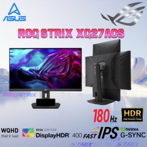 ASUS ROG Strix XG27ACS Gaming Monitor – 27-inch WQHD, 180Hz , 1ms , Fast IPS, Extreme Low Motion Blur Sync, USB Type-C, G-Sync compatible, DisplayWidget , tripod socket, HDR, Fully Adjustable Stand | 6 MONTHS WARRANTY
