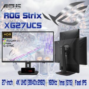 ASUS ROG Strix XG27UCS Gaming Monitor – 27-inch 4K UHD (3840×2160), 160Hz , 1ms GTG, Fast IPS, Extreme Low Motion Blur Sync, USB Type-C, G-Sync compatible, DisplayWidget Center, tripod socket, HDR, Fully Adjustable Stand  | 6 MONTHS WARRANTY