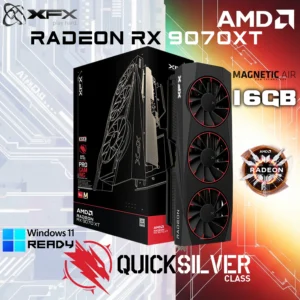 XFX Quicksilver AMD Radeon RX 9070 XT Magnetic Air Edition 16GB GDDR6 PCIe 5.0 With 2970MHz Boost Clock 2400MHz Game Clock Triple Fan Cooling & 3XDP HDMI 2.1, AMD & Windows Ready 