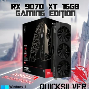 XFX Quicksilver AMD Radeon RX 9070 XT Gaming Edition 16GB GDDR6 PCIe 5.0 With 2970MHz Boost Clock 2400MHz Game Clock Triple Fan Cooling 3X DisplayPort HDMI 2.1, AMD & Windows Ready