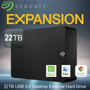 Seagate Expansion 22TB USB 3.0 Desktop External Hard Drive With Plug-And-Play Setup, Drag-And-Drop File Saving, Windows & macOS Compatibility, Rescue Data Recovery