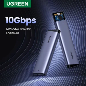 UGREEN M.2 NVMe & SATA SSD Aluminum Alloy Enclosure – Dual Protocol M.2 to USB Type-C SSD Adapter – Supports M.2 2230, M.2 2242, M.2 2260, M.2 2280 – 10Gbps Speed ,Up to 2TB Capacity , For Windows/macOS/Linux | SILVER ~ CM767 – 15813 