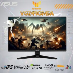 ASUS TUF Gaming Series 5 VG249QM5A – 23.8-Inch FHD Fast IPS 240Hz Monitor, 0.3ms Response, ELMB SYNC, G-SYNC & FreeSync Premium, HDR10, 99% sRGB, DisplayWidget Center, Gaming AI, Speakers | 6 MONTHS WARRANTY