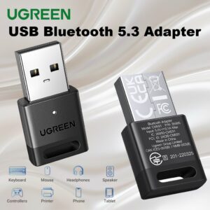 UGREEN USB Bluetooth 5.3 Adapter for PC Accessories – Plug & Play on Windows 11/10/8.1 | Connect Up to 5 Devices | Bluetooth Receiver & Transmitter for Keyboard, Mouse, Headphones, Speakers, Printer | CM591-35995