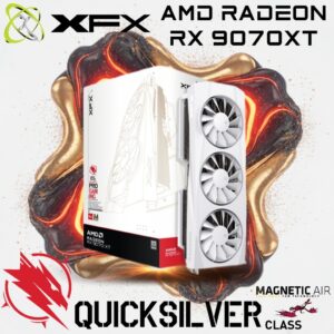XFX Quicksilver AMD Radeon RX 9070 XT White Magnetic Air Edition – 16GB GDDR6 20Gbps, 2970MHz Boost, PCIe 5.0, 3-Fan Magnetic Air Cooling, DP2.1 HDMI2.1, RDNA 4 GPU | WHITE ~ RX-97TMAQKW9