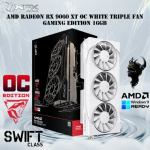 XFX Swift AMD Radeon RX 9060 XT OC White Triple Fan Gaming Edition 16GB GDDR6 | 3320 MHz Boost ; 2048 Stream Processors | PCIe 5.0 | RDNA 4 Raytracing & AI | 1 x HDMI 2.1 2 x DisplayPort 2.1 