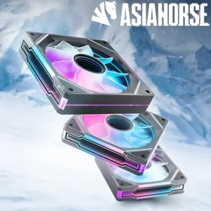 AsiaHorse AMICI GT ARGB 120mm PWM Fan 3-Pack – Reverse Black, Infinity Mirror, 24 ARGB LEDs, 1800RPM, 68.5CFM, 2.0mmH2O, HDB Bearing, Low Noise 30dB, Sync-Compatible
