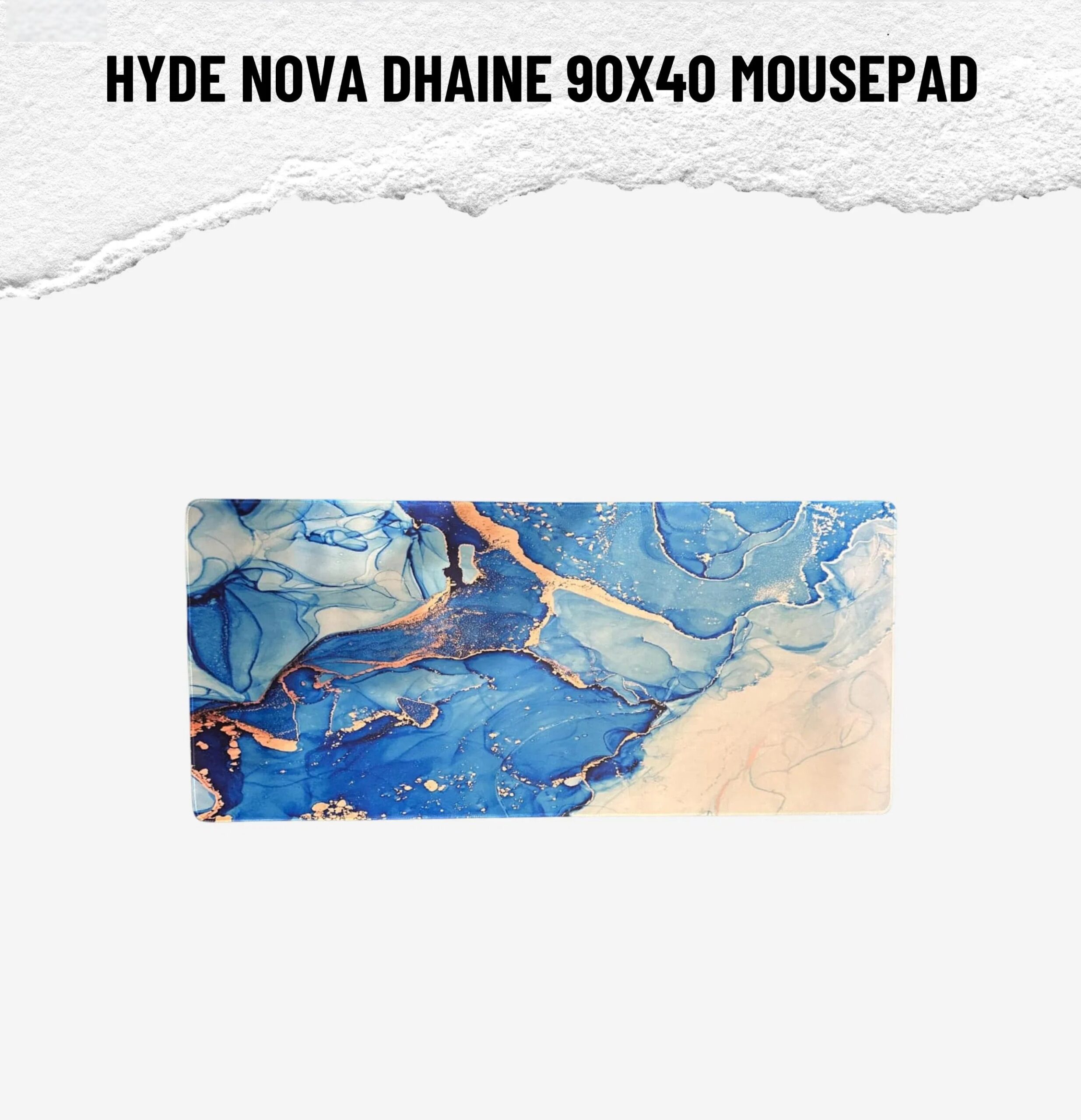 Hyde Nova Dhaine 90×40 Blue Marble Extended Gaming Mousepad With Anti-Slip Base, Smooth Precision Surface, Stitched Edges, Water-Resistant Design For Desk Setup