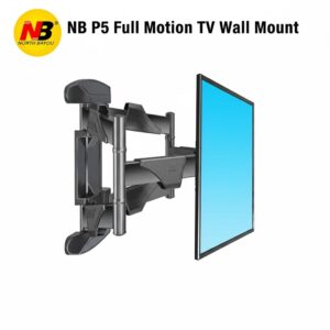 NB P5 Full Motion TV Wall Mount – Fits 32″–70″ Screens, 80lbs Load, 600×400mm Max VESA, 180° Swivel, ±15° Tilt, SPCC Cold-Rolled Steel Heavy-Duty Bracket, Easy Installation