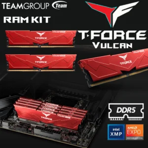 TEAMGROUP T-Force Vulcan DDR5 64GB RAM Kit  (2x 32GB) 6000MHz (PC5-48000) CL38  1.35V , Aluminum Heat Spreader, Intel XMP 3.0 & AMD Expo Compatible Desktop Memory | RED ~ FLRD564G6000HC38ADC01