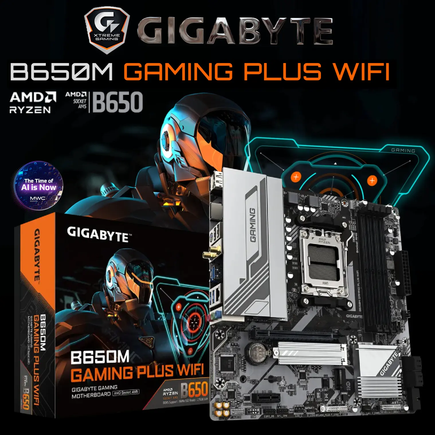 GIGABYTE B650M Gaming Plus WiFi AM5 LGA 1718 AMD B650 Micro ATX , DDR5, PCIe 4.0 M.2, PCIe 4.0, USB 3.2 Gen 1 Type-C, Wi-Fi 6E, 2.5GbE LAN ; 2*DP, HDMI ,AMD EXPO™ & Intel® XMP Memory Module Support ; for Ryzen 7000 Series / Ryzen 8000 Series