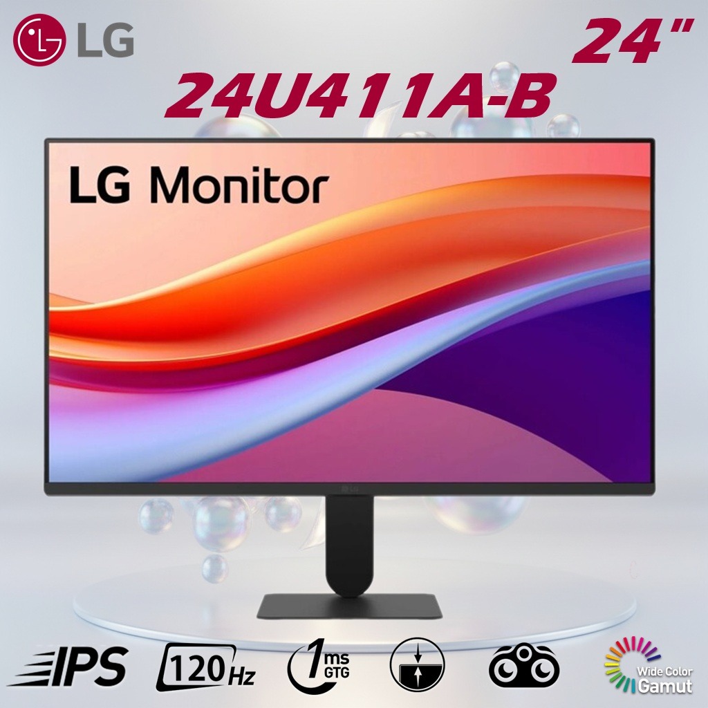 LG 24 Inch FHD IPS Monitor With 120Hz Refresh Rate HDR10 99% sRGB 1ms Motion Blur Reduction HDMI 2.0 Tilt Stand And Slim Virtually Borderless Design | 24U411A-B