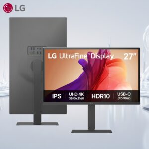 LG UltraFine Monitor – 27 inch 4K UHD IPS , 60Hz, 5ms GtG, HDR10, Home/Office Display, Eye Care features, Built-in Speakers, HDMI, DisplayPort, USB-C with 90W PD , Height, Pivot, Swivel, Tilt | Black ~ 27U730A-B