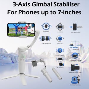 3-AXIS Smartphone Gimbal Stabilizer With Face Tracking, Auto Balance, Ultra Smooth Zoom, 2500mAh Battery, Bluetooth Control, For Phones Up To 7 Inches | M1 Merak One 