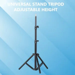 Universal Adjustable Tripod Stand – 65cm to 2m Height, Foldable & Sturdy, Lightweight Aluminum Build – Black
