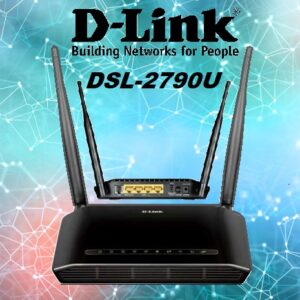 D-Link DSL-2790U Wireless N300 ADSL2+ Router , 4-Port RJ-11 Internet Port Router , 300 Mbps Data Transfer Speed , 5 dBi Long Range WiFi , 4000V Lightening Protection
