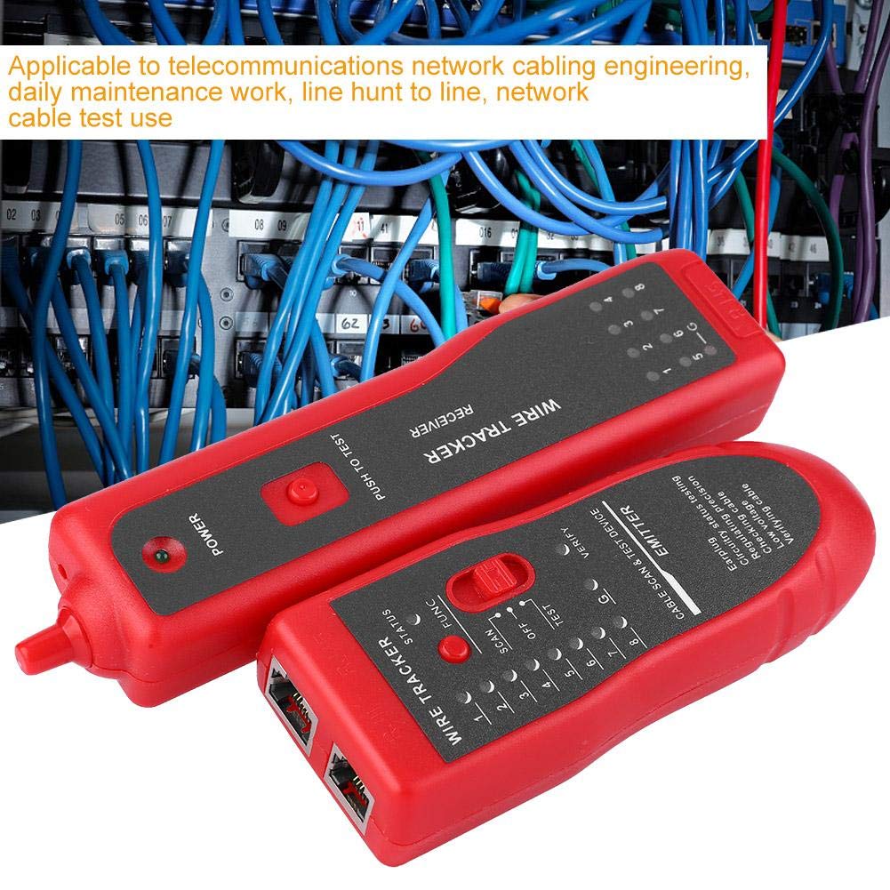 Network Cable Tester & Wire Tracker Tool for RJ45/RJ11, LAN & Telephone Line Finder, Continuity & DC Test, LED Flashlight, Earphone Support