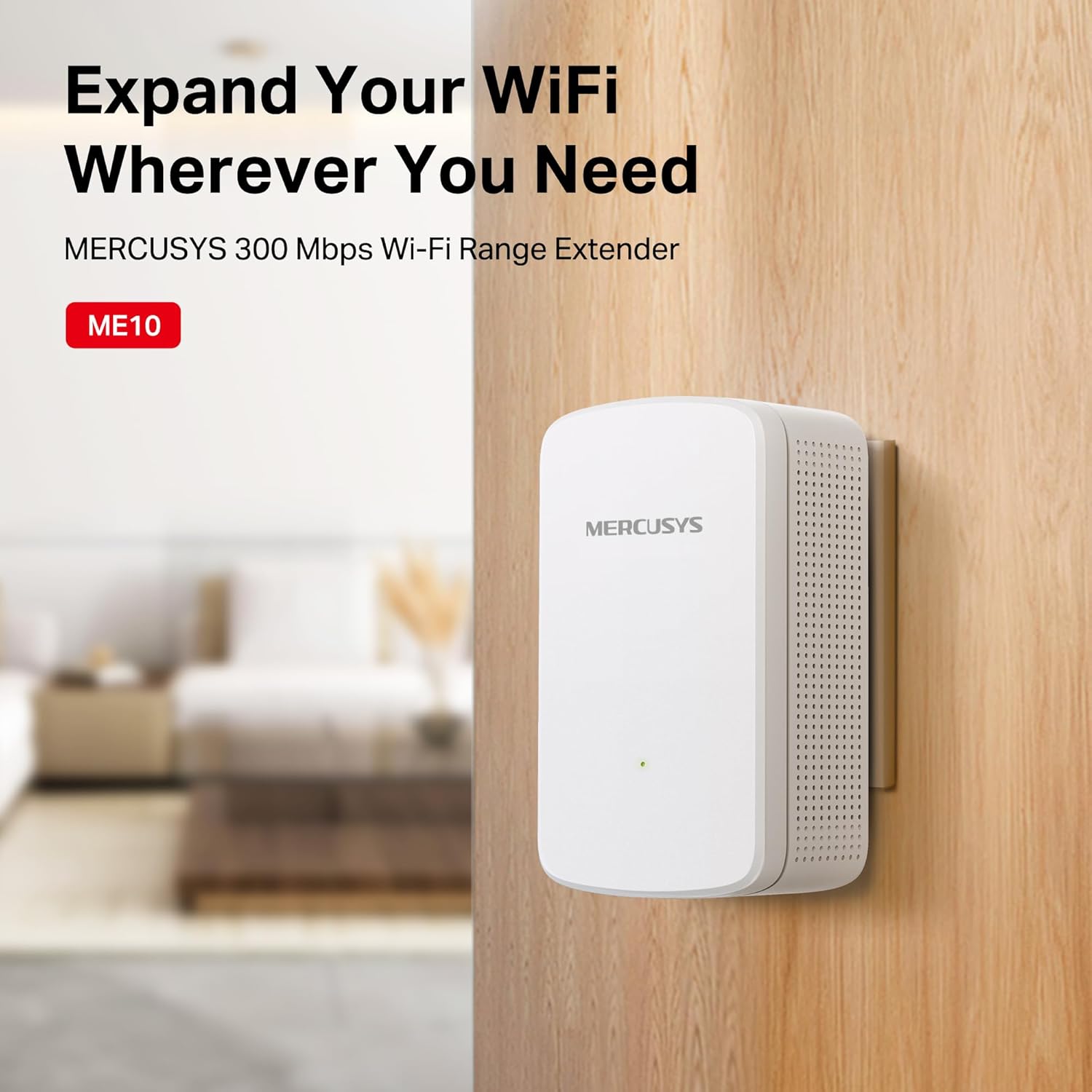 MERCUSYS ME10 300 Mbps WiFi Range Extender with WPS One-Touch Setup, Smart Signal Indicator, Access Point Mode, Fast Ethernet Port, and Universal Router Compatibility