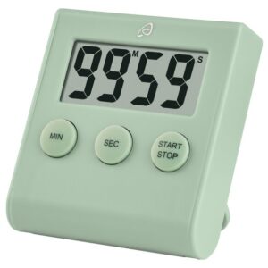 AURIOL Basic Digital Stop Watch Kitchen Timer with Large LCD Display, Portable Plastic Design, Interval Timing Function, Includes Battery – Green