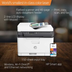 HP Color Laser MFP179fnw Wireless All in One Laser Printer with Mobile Printing & Built-in Ethernet, Works with Alexa (4ZB97A)