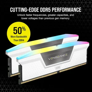 CORSAIR VENGEANCE RGB DDR5 RAM 32GB (2x16GB) 6400MHz CL36 1.35V (PC5 51200) 288-Pin Intel XMP iCUE ; AMD EXPO Compatible Computer Memory | White CMH32GX5M2N6400C36W